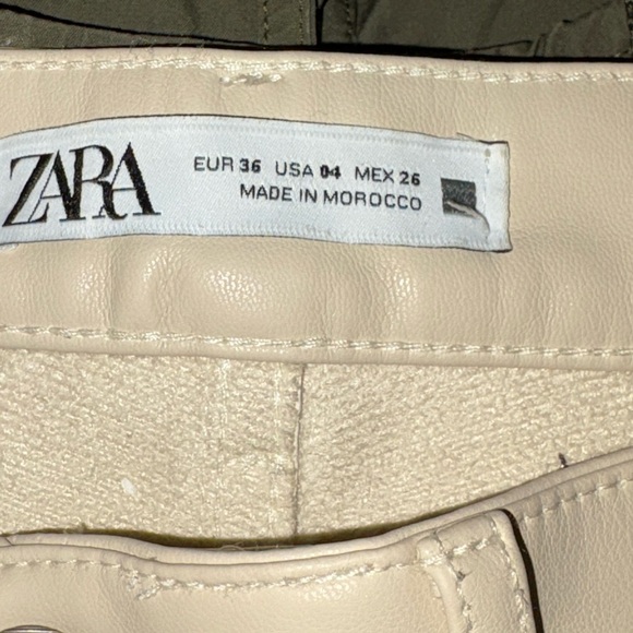 Zara Ivory Ecru Vegan Leather High Waist Cropped Flared Pant - 4 - Picture 9 of 10